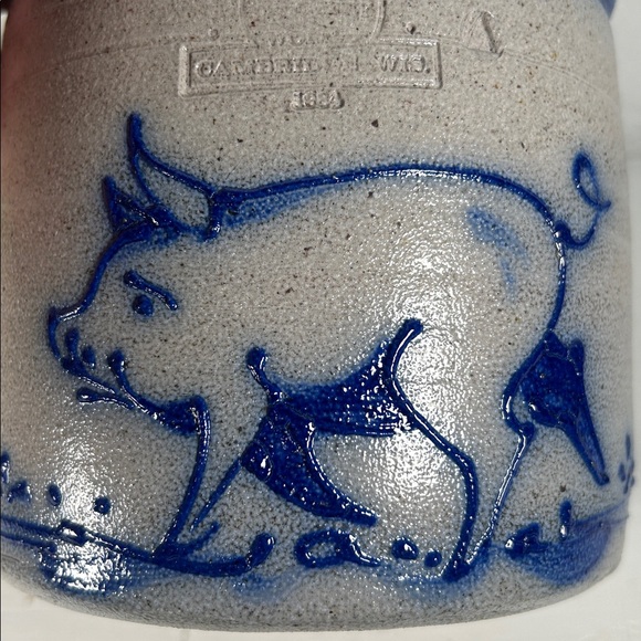 VTG Rowe Salt Glazed Pottery Crock w/ Pig 1984 Pottery Pig Crock - Picture 3 of 12
